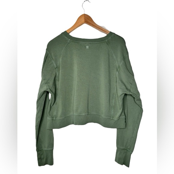 Sweaty Betty After Class Cotton Blend Crop Sweatshirt Green size 14 Large - Picture 6 of 9